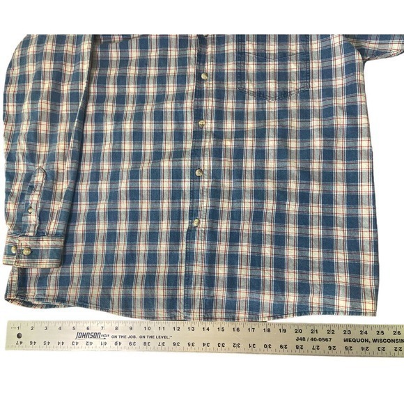 Maxx FM Vintage Men's Long Sleeve Button Down Blue & Red Plaid Shirt Size Large - Picture 7 of 8